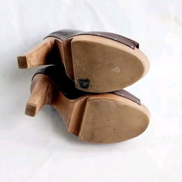 Marni Peep Toe Brown Wooden Heels Booties Clogs Size 36 (US 6) - Picture 7 of 9